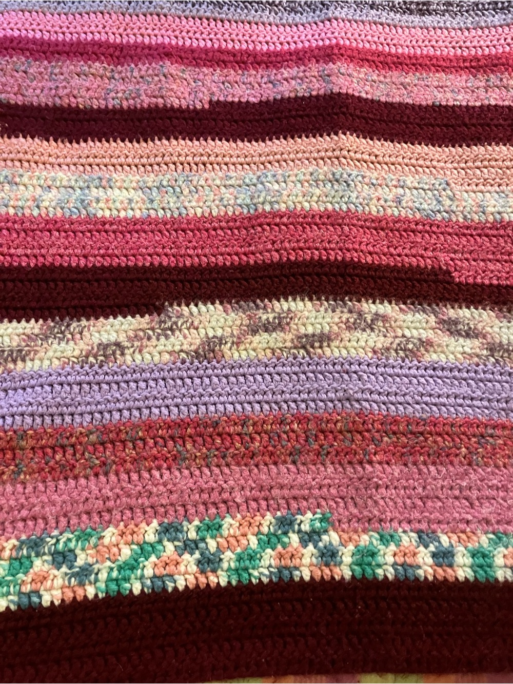 Thick & heavy crocheted throw or rug handmade 80’s   40 x 46”